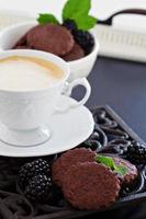 Chocolate cookies with coffee photo