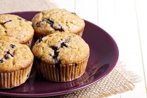 Healthy blueberry banana muffins on a plate photo