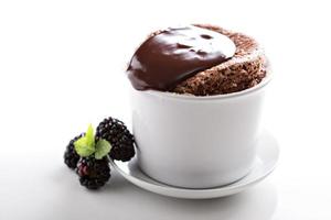 Chocolate souffle with thick glaze photo