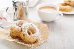 Vanilla baked donuts with dried cranberries photo