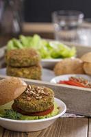 Vegan burgers with chickpeas and vegetables photo