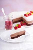 Three chocolate mousse cake photo