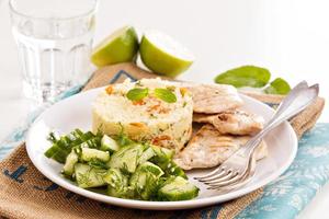 Grilled chicken with couscous and salad photo