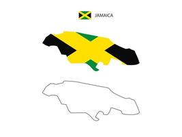 vector de ciudad de mapa de jamaica dividido por estilo de simplicidad de contorno. tiene 2 versiones, versión de línea delgada negra y versión de color de bandera de país. ambos mapas estaban en el fondo blanco.