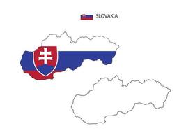 Slovakia map city vector divided by outline simplicity style. Have 2 versions, black thin line version and color of country flag version. Both map were on the white background.