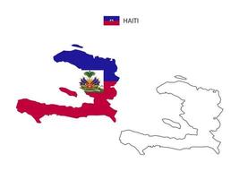 Haiti map city vector divided by outline simplicity style. Have 2 versions, black thin line version and color of country flag version. Both map were on the white background.