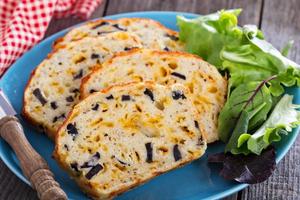 Savory cheese loaf with olives photo