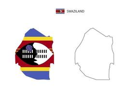Eswatini map city vector divided by outline simplicity style. Have 2 versions, black thin line version and color of country flag version. Both map were on the white background.