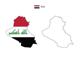 vector de ciudad de mapa de irak dividido por estilo de simplicidad de contorno. tiene 2 versiones, versión de línea delgada negra y versión de color de bandera de país. ambos mapas estaban en el fondo blanco.