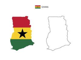 vector de ciudad de mapa de ghana dividido por estilo de simplicidad de contorno. tiene 2 versiones, versión de línea delgada negra y versión de color de bandera de país. ambos mapas estaban en el fondo blanco.