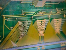 Back side of green printed circuit board photo