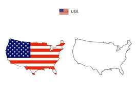 United of America map city vector divided by outline simplicity style. Have 2 versions, black thin line version and color of country flag version. Both map were on the white background.