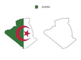 Algeria map city vector divided by outline simplicity style. Have 2 versions, black thin line version and color of country flag version. Both map were on the white background.