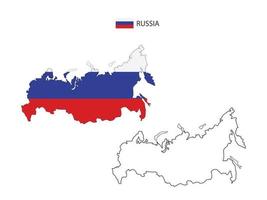 Russia map city vector divided by outline simplicity style. Have 2 versions, black thin line version and color of country flag version. Both map were on the white background.