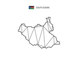 Mosaic triangles map style of South Sudan isolated on a white background. Abstract design for vector. vector