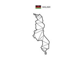 estilo de mapa de triángulos de mosaico de malawi aislado en un fondo blanco. diseño abstracto para vectores. vector