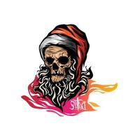 cráneo de navidad con vector de sombrero de santa claus