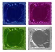 Condoms on white background photo