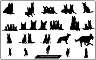 Black silhouette of German Shepherd dog on a white background. Vector illustration