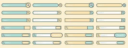 conjunto de cuadro de búsqueda para la colección de vectores planos de diseño web de interfaz de usuario