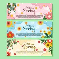 conjunto de banners florales de primavera vector