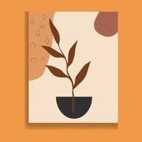 Abstract botanical foliage posters. Floral wall art, minimal plant set for card print wallpaper cover, hand drawing design, vector