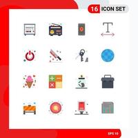 Flat Color Pack of 16 Universal Symbols of blood power pointer on button Editable Pack of Creative Vector Design Elements