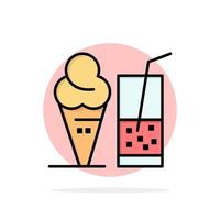 beber helado jugo de verano círculo abstracto fondo color plano icono vector