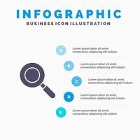 Search Research Find Solid Icon Infographics 5 Steps Presentation Background vector