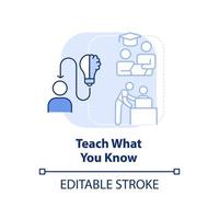 Teach what you know light blue concept icon vector