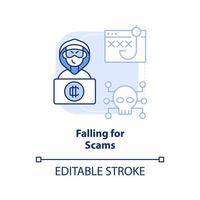 Falling for scams light blue concept icon vector