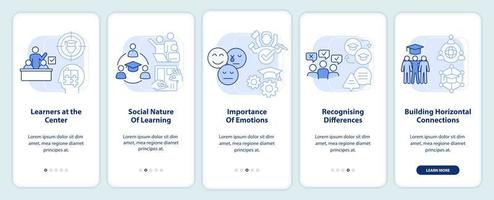 Principles, laws of learning light blue onboarding mobile app screen vector