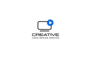 Vector media play or online play button also online class logo