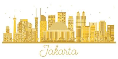 Silueta dorada del horizonte de la ciudad de Yakarta, Indonesia. vector