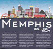 Memphis Skyline with Color Buildings, Blue Sky and Copy Space. vector