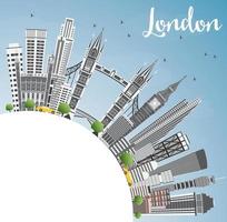 London England Skyline with Gray Buildings, Blue Sky and Copy Space. vector