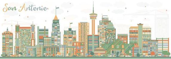 Abstract San Antonio Skyline with Color Buildings. vector