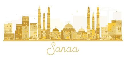 Sanaa City skyline golden silhouette. vector