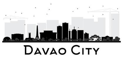 silueta en blanco y negro del horizonte de la ciudad de davao. vector