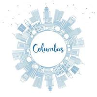 delinear el horizonte de columbus con edificios azules y espacio de copia. vector