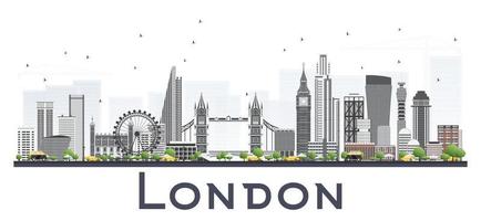 London Skyline with Gray Buildings Isolated on White Background. vector