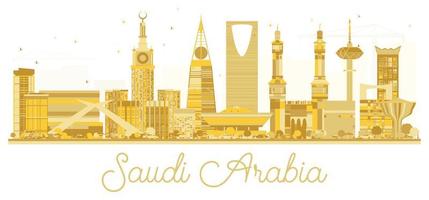 Saudi Arabia golden skyline silhouette. vector