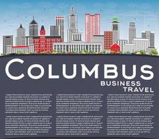 Columbus Skyline with Gray Buildings, Blue Sky and Copy Space. vector