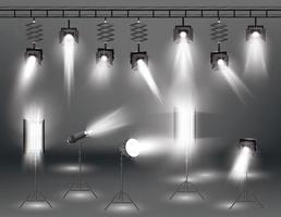 Spotlight Set with Different Transparent Light Effect. vector