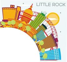 Little Rock Skyline with Color Buildings, Blue Sky and Copy Space. vector