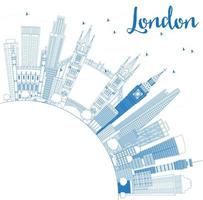 esbozar el horizonte de londres inglaterra con edificios azules y espacio de copia. vector