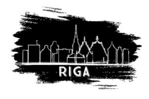 silueta del horizonte de riga letonia. boceto dibujado a mano. vector