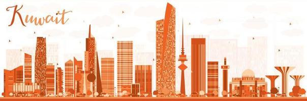 horizonte abstracto de la ciudad de kuwait con edificios de color. vector