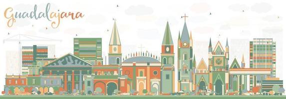 Abstract Guadalajara Skyline with Color Buildings. vector