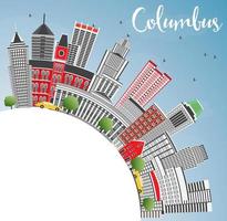 Columbus Skyline with Gray Buildings, Blue Sky and Copy Space. vector